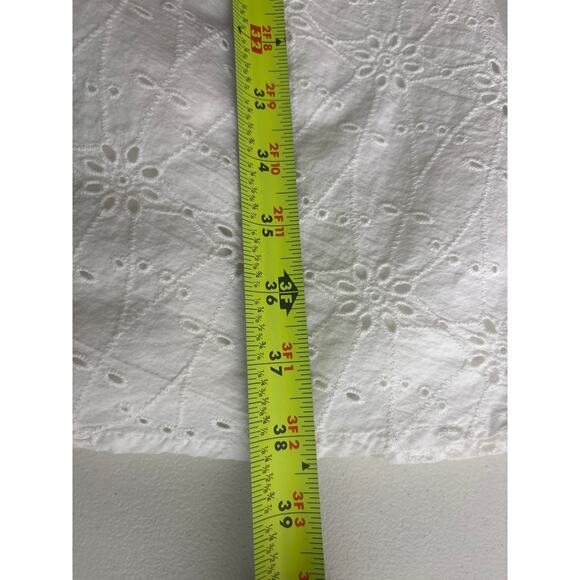 Nicole Miller White Eyelet Dress With Ruched Waist Size Small - Picture 8 of 9